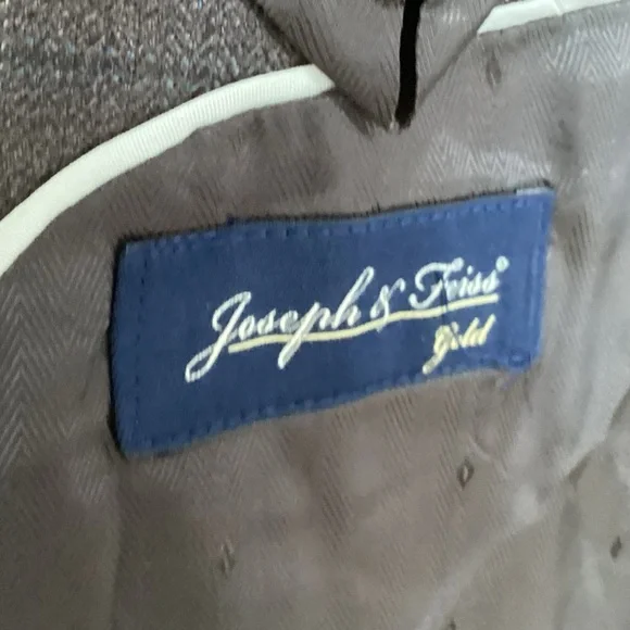 Joseph & Feiss Gold brown windowpane plaid wool 2 button notch collar jacket 46L - Picture 7 of 13